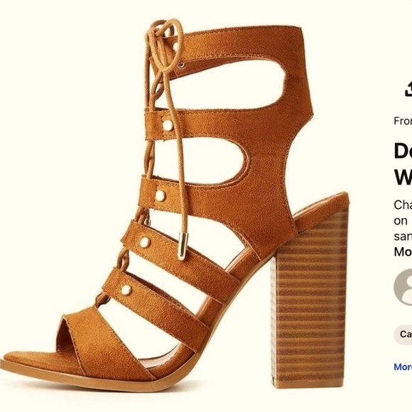 Charlotte Russe sz 7 Brown Lace Up Gladiator Strappy Block Heel Sandals GUC CUTE - Picture 1 of 12